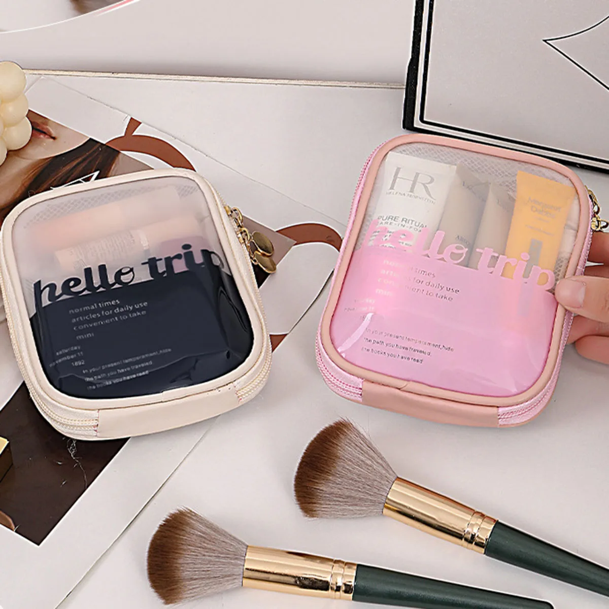 Beauty Kiss Makeup - Transparante draagbare cosmetische tas, lippenstift-organizer, reistas